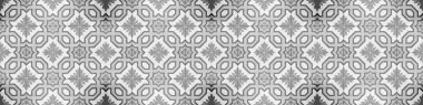 Kusursuz gri antika retro grunge çimento beton taş beton beton duvar kağıdı dokusu arka plan geniş panorama afişi, geometrik kare eşkenar kare çiçek desenli mozaik