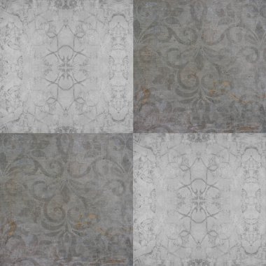 Gri, parlak, pürüzsüz grunge eskimiş antika geometrik kare mozaik mozaik beton döşeme dokusu arka plan