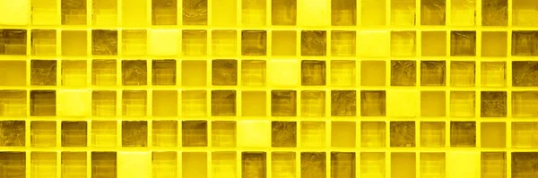 Grunge Abstrait Jaune Verre Transparent Mosaïque Carrée Miroir Texture Murale — Photo