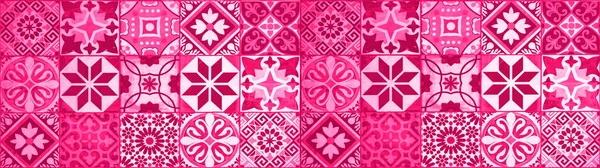 Bunt Abstrakt Rosa Magenta Weiß Vintage Retro Geometrisch Quadratisch Mosaik — Stockfoto