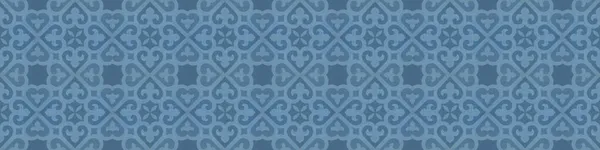Темно Синий Винтажный Ретро Геометрическая Мозаика Сердца Листья Цветок Печать — стоковое фото