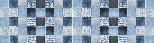 Zwart Antraciet Grijs Blauw Vierkant Cement Beton Vintage Retro Mozaïek — Stockfoto