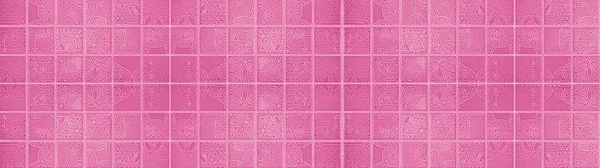 Sömlös Magenta Rosa Färgad Vintage Retro Geometriska Fyrkantiga Mosaik Motiv — Stockfoto