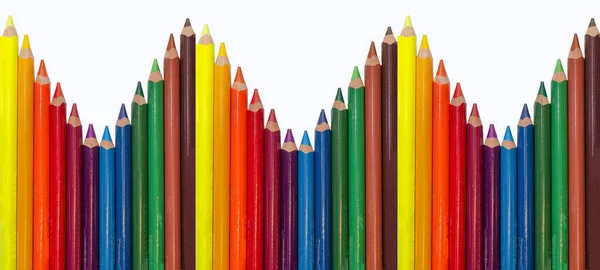 Set Colored Pencil Collection Wooden Crayons Isolated White Background — Stock Photo, Image