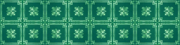 Bezešvé Zelené Staré Vinobraní Ošuntělé Patchwork Mozaiky Dlaždice Kámen Beton — Stock fotografie
