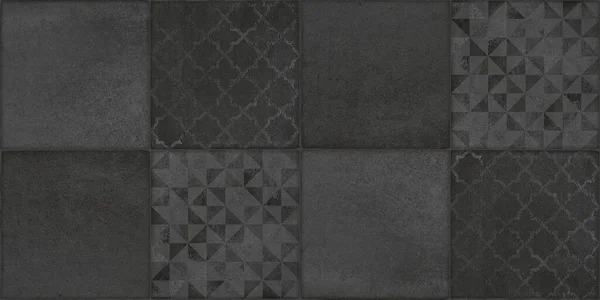 Černý Antracit Tmavý Grunge Bezešvé Vintage Retro Geometrické Náměstí Mozaika — Stock fotografie