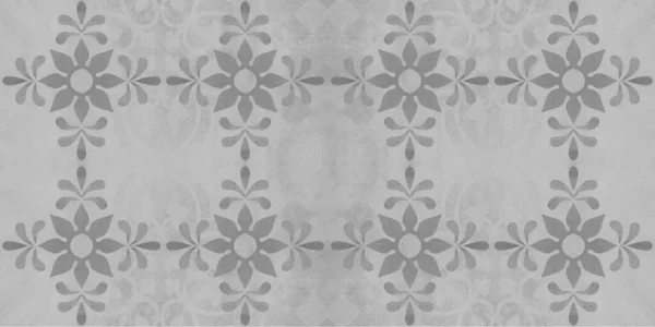 Старый Серый Винтажный Изношенный Лоскутный Мотив Цветочный Лист Плитки Каменный — стоковое фото