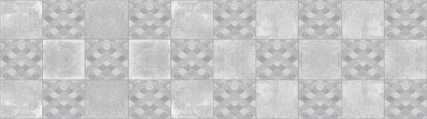 Cinza Branco Brilhante Vintage Retro Geométrico Quadrado Mosaico Motivo Cimento — Fotografia de Stock