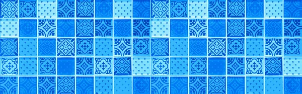 Colorido Abstracto Azul Vintage Retro Geométrico Cuadrado Mosaico Motivo Azulejos —  Fotos de Stock