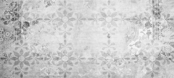 Old Gray Grey White Vintage Worn Shabby Patchwork Floral Flower — Stock Photo, Image