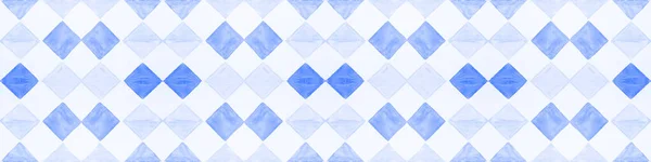 Azul Inconsútil Blanco Vintage Retro Rue Diamante Azulejos Pared Textura — Foto de Stock