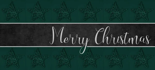 Merry Christmas Background Template Greeting Card Star Branches Dark Green — Stock Photo, Image