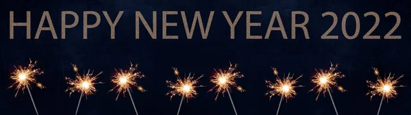 Happy New Year Festlig Bakgrund Banner Gratulationskort Många Brinnande Gnistrar — Stockfoto
