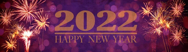 Happy New Year Party Silvester Background Banner Panorama Long Golden — Stock Photo, Image