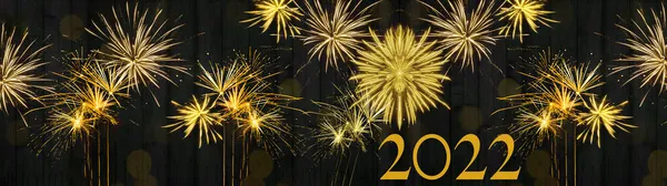 Feliz Año Nuevo 2022 Víspera Año Nuevo Pancarta Felicitación Panorámica — Foto de Stock