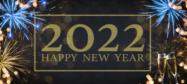 Ευτυχισμένο Νέο Έτος 2022 Πρωτοχρονιάτικη Γιορτή Γιορτινή Γιορτή Πυροτέχνημα Εορταστική — Φωτογραφία Αρχείου
