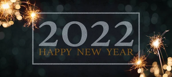 Happy New 2022 Typografi Festlig Dekorativa Firande Nyårsafton Party Banner — Stockfoto