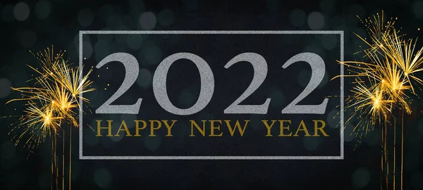 Happy New 2022 Typografi Festlig Dekorativa Firande Nyårsafton Party Banner — Stockfoto