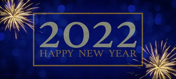 Feliz Año Nuevo 2022 Tipografía Celebración Decorativa Festiva Nochevieja Banner —  Fotos de Stock