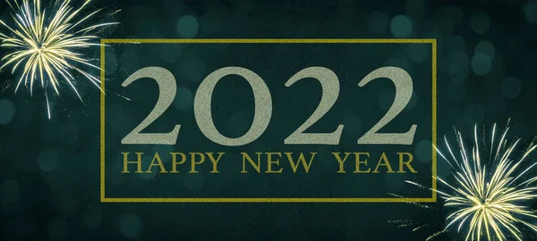 Feliz Año Nuevo 2022 Tipografía Celebración Decorativa Festiva Nochevieja Banner — Foto de Stock