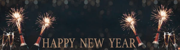 Happy New Year 2022 Святкування Сілвестр Новий Рік Вечірка Прапор — стокове фото