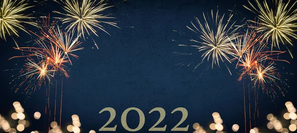 Silvester 2022 Año Nuevo Nochevieja Banner Fondo Fiesta Fuegos Artificiales — Foto de Stock