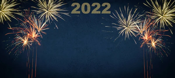 Silvester 2022 Año Nuevo Nochevieja Banner Fondo Fiesta Fuegos Artificiales — Foto de Stock