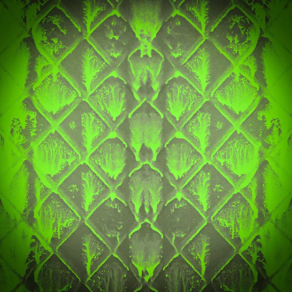 トレンドカラーのネオングリーンのカラフルな抽象的なテクスチャの背景の正方形のパターン ダイヤモンドプリント — ストック写真