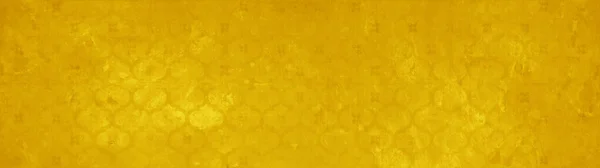 古色古香的黄色古香古朴典雅的锦缎街钻石花叶花拼凑图案瓷砖石墙水泥墙纸纹理背景横幅全景 — 图库照片