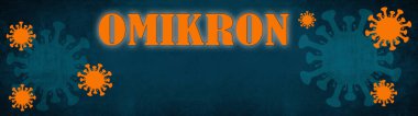 CORONAVIRUS OMIKRON - Mavi ve Turuncu Virüs Simgesi Koyu Mavi Soyut Doku Arkaplan Resimlerinde İzole Edildi
