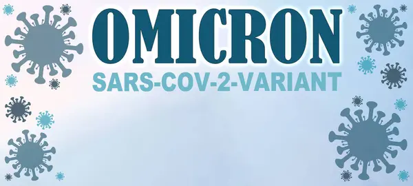 Coronavirus Omicron Sars Cov Variant Símbolo Virus Aislado Azul Abstracto —  Fotos de Stock