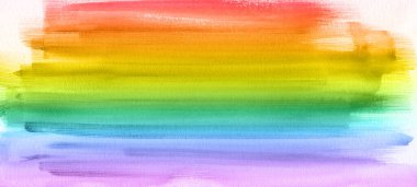 Soyut renkli gökkuşağı renkleri suluboya fırça çizimi illüstrasyon arka plan panorama sanat kağıdı - Yaratıcı Aquarelle resmi, beyaza izole edilmiş, tasarım için tuval, el çizimi
