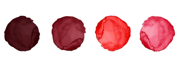 Conjunto Diferentes Tons Coloridos Cores Vermelhas Aquarelle Círculos Splash Pontos — Fotografia de Stock
