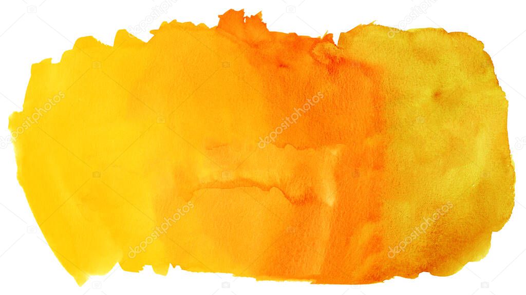 Yellow orange colorful abstract watercolor splash brushes texture illustration art paper - Creative Aquarelle painted, isolated on white background, canvas for design, hand drawing