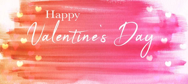 Feliz Día San Valentín Corazones Bokeh Tarjeta Felicitación Fondo Plantilla — Foto de Stock