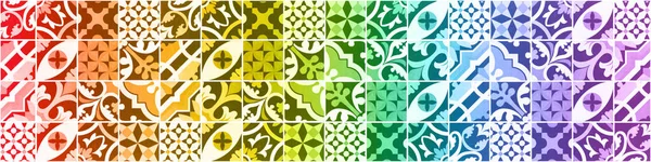 Szivárvány Szín Elvont Évjárat Retro Geometrikus Négyzet Mozaik Motívum Lapok — Stock Fotó