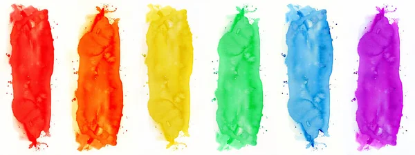 Abstrakt Färgglada Regnbåge Färger Akvarell Stänk Borstar Textur Illustration Bakgrund — Stockfoto
