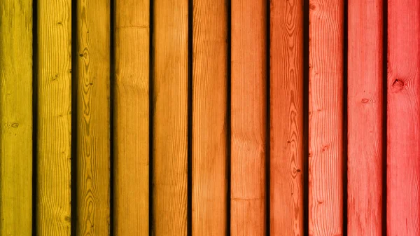 Abstract Red Orange Yellow Colored Rustic Wooden Facade Panel Wall — Stock Photo, Image