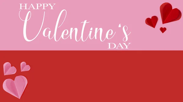 Tarjeta Felicitación Banner Fondo Del Día San Valentín Corazones Papel — Foto de Stock