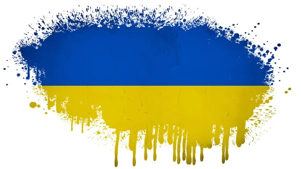 Pincel Patriótico Abstrato Pincel Pincel Respingo Nas Cores Bandeira Ucrânia — Fotografia de Stock