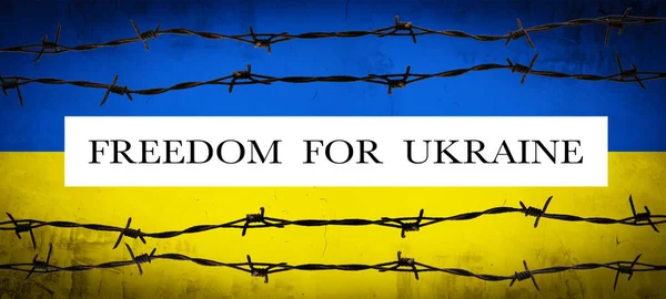 Свобода Украина Абстрактный Патриотический Желто Синий Окрашенный Потрескавшийся Бетонный Фон — стоковое фото
