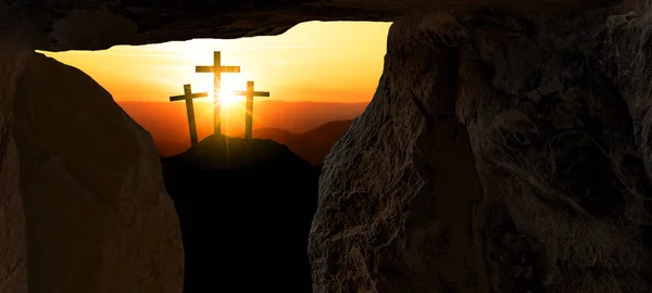Великоднє Тло Розп Яття Воскресіння Ісуса Христа Ґолготі Гольгота Джерисраелі — стокове фото