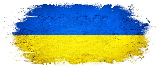 Abstract Brushstroke Paint Brush Splash Colors Flag Ukraine Isolated White — Stock Photo, Image
