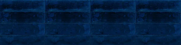 Carreaux Briques Rustiques Rectangulaires Bleu Foncé Mur Plancher Texture Large — Photo