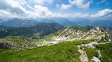 Oberstdorf 'taki Nebelhorn' dan panoramik manzara Allgu Bavyera Almanya 