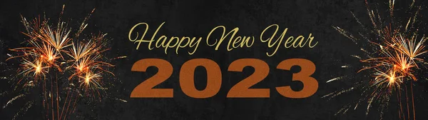 Ευτυχισμένο Νέο Έτος 2023 Εορταστική Silvester Φόντο Panorama Banner Ευχετήρια — Φωτογραφία Αρχείου