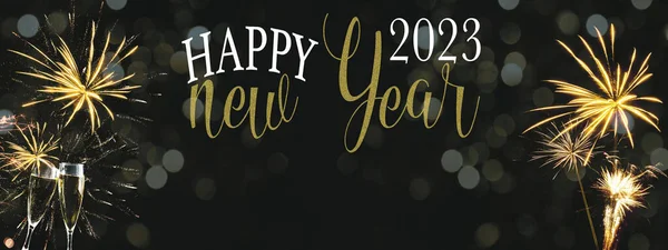 Happy New Year 2023 Новорічна Святкова Подія Вечірка Феєрверк Святковий — стокове фото