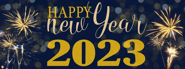 Happy New Year 2023 Fête Nouvel Fête Feu Artifice Festive — Photo