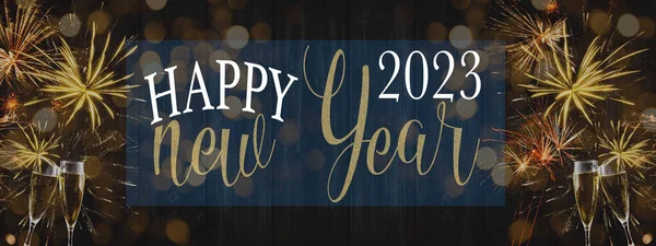 Happy New Year 2023 Festivais Silvestre Fundo Panorama Banner Longo — Fotografia de Stock