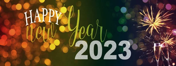 Happy New Year 2023 Festivais Silvestre Fundo Panorama Banner Longo — Fotografia de Stock